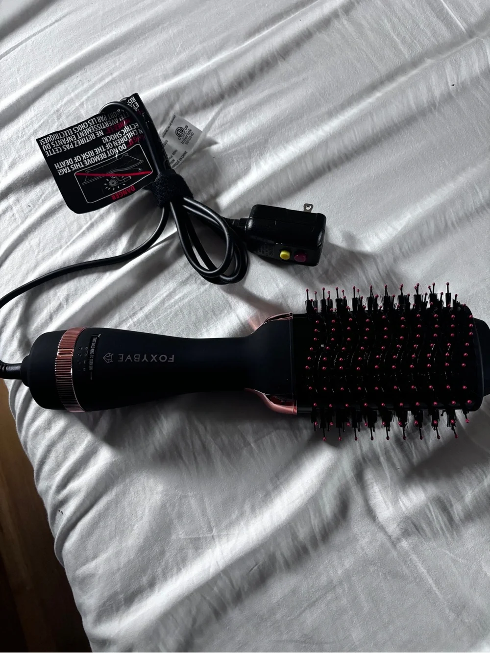 FOXYBAE Black & Rose Gold Hot Air Round Brush - Volumizing Styler BRAND NEW